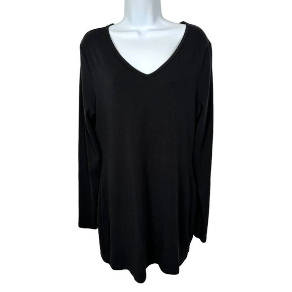 Peruvian Connections Womens Dress Large Black V-Neck Long Sleeve Knee Length Com - Picture 1 of 10